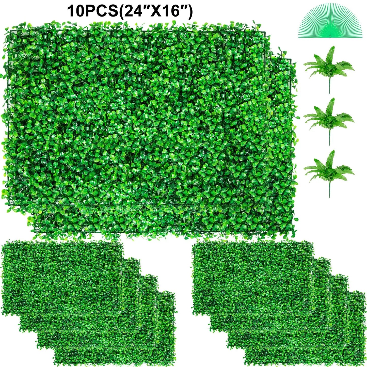 Artificial Boxwood Panels, 24 PCS 20"x20" Faux Boxwood Hedge Wall for Indoor & Outdoor Garden Fence, Backyard & Home Decor