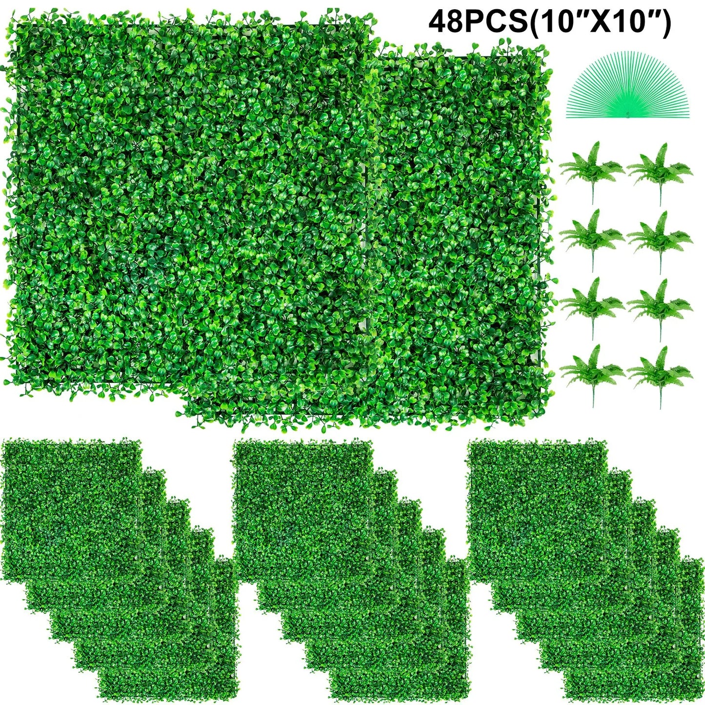 Artificial Boxwood Panels, 24 PCS 20"x20" Faux Boxwood Hedge Wall for Indoor & Outdoor Garden Fence, Backyard & Home Decor
