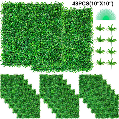 Artificial Boxwood Panels, 24 PCS 20"x20" Faux Boxwood Hedge Wall for Indoor & Outdoor Garden Fence, Backyard & Home Decor