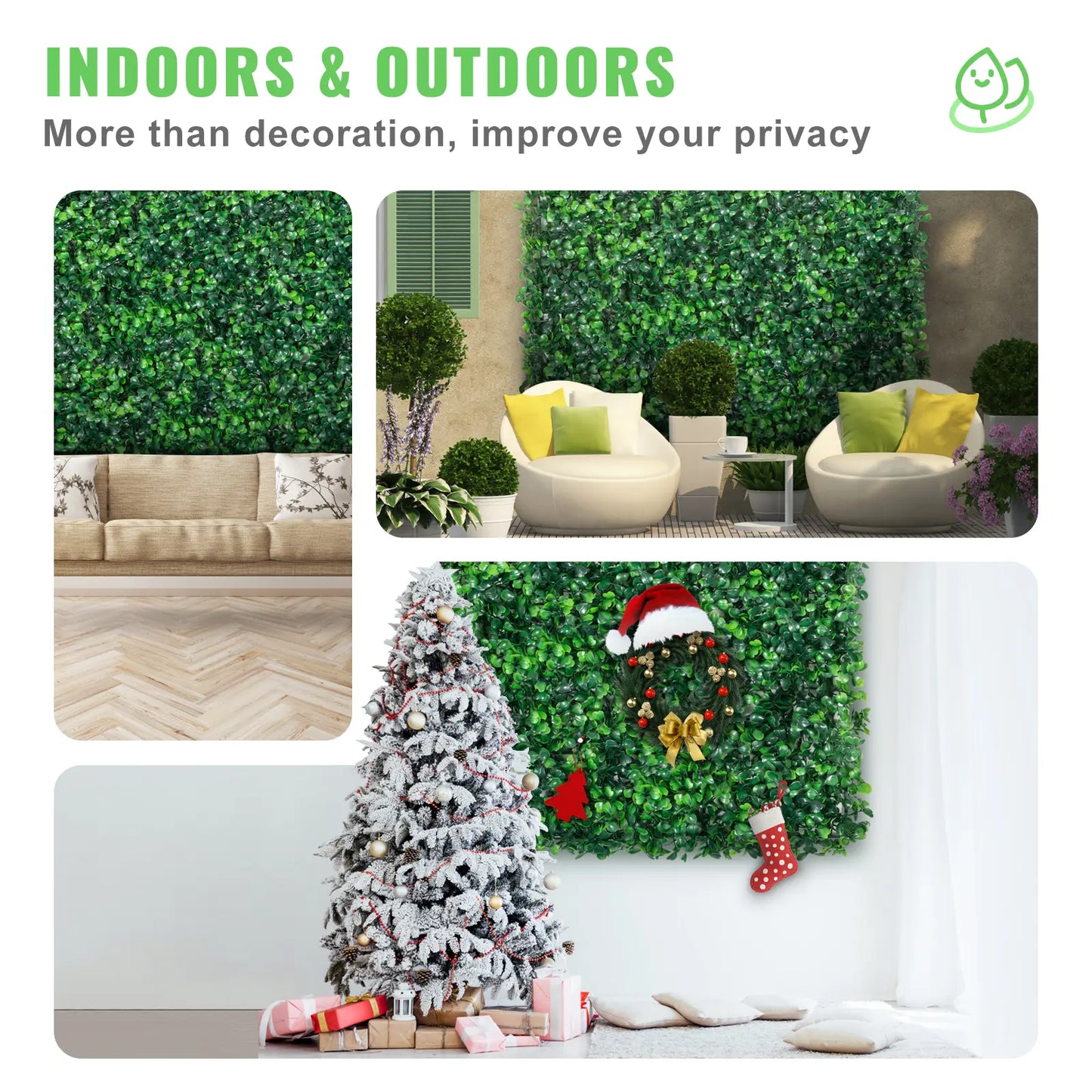 Artificial Boxwood Panels, 24 PCS 20"x20" Faux Boxwood Hedge Wall for Indoor & Outdoor Garden Fence, Backyard & Home Decor