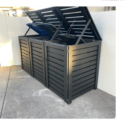 Heavy-Duty Outdoor Trash Can Enclosure – Waterproof Garbage Bin Storage Shed with UV-Resistant PVC Panels