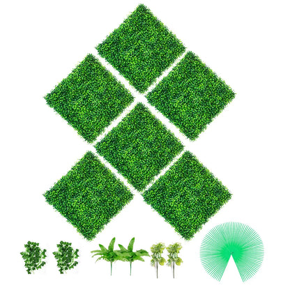 Artificial Boxwood Panels, 24 PCS 20"x20" Faux Boxwood Hedge Wall for Indoor & Outdoor Garden Fence, Backyard & Home Decor