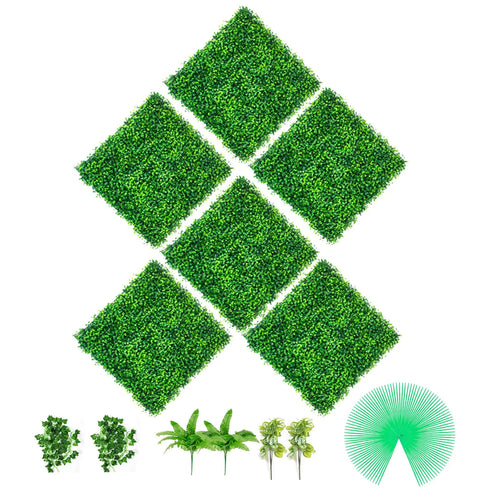 Artificial Boxwood Panels, 24 PCS 20"x20" Faux Boxwood Hedge Wall for Indoor & Outdoor Garden Fence, Backyard & Home Decor