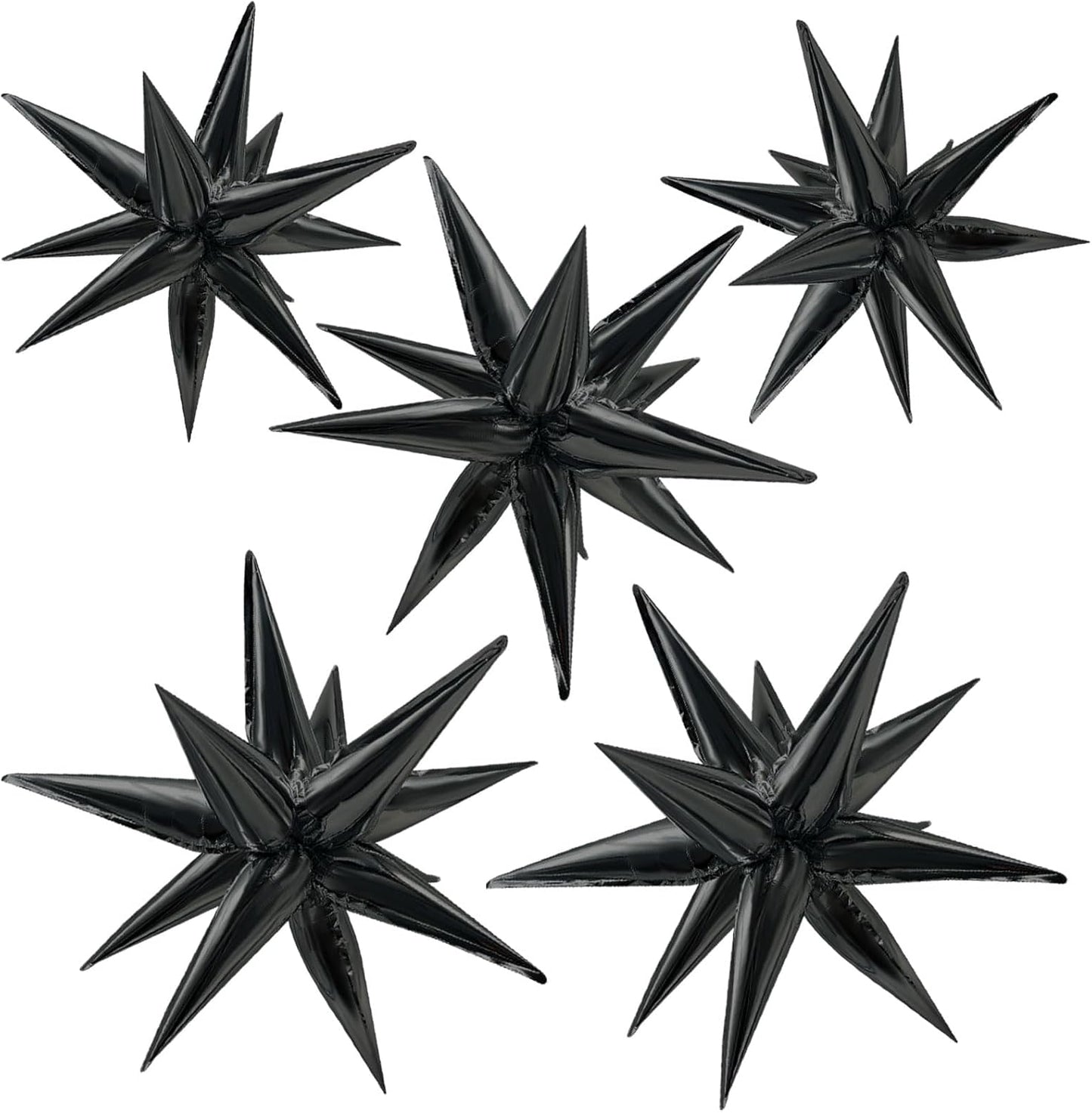 60-Piece Black Balloon Set with 12 Foil Starburst Balloons