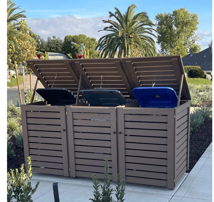 Heavy-Duty Outdoor Trash Can Enclosure – Waterproof Garbage Bin Storage Shed with UV-Resistant PVC Panels