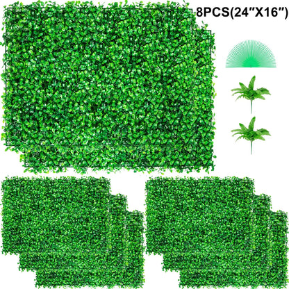 Artificial Boxwood Panels, 24 PCS 20"x20" Faux Boxwood Hedge Wall for Indoor & Outdoor Garden Fence, Backyard & Home Decor