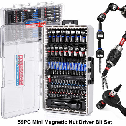 41/59/80-Piece Magnetic Impact Nut Driver Set – SAE & Metric Socket Bits with Adapters, Extensions & Tool Holder