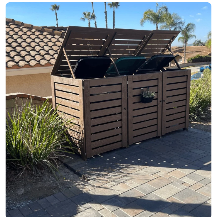 Heavy-Duty Outdoor Trash Can Enclosure – Waterproof Garbage Bin Storage Shed with UV-Resistant PVC Panels