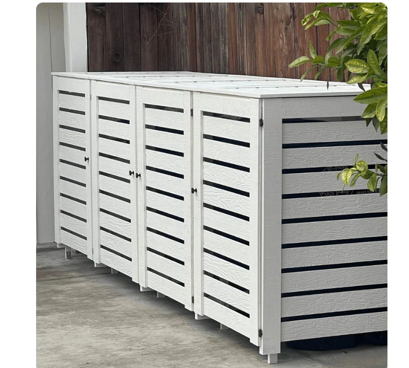 Heavy-Duty Outdoor Trash Can Enclosure – Waterproof Garbage Bin Storage Shed with UV-Resistant PVC Panels